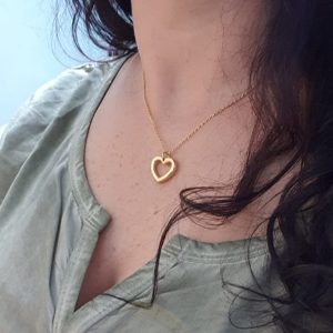 שרשרת תליון לב טיטניום סטיל ציפוי זהב